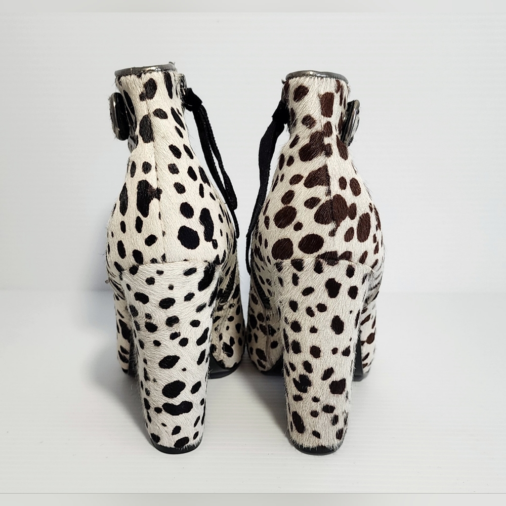 TOP SHOP UNIQUE Vintage Women Ankle Boots Size 7 Natural Material Zip Leather - Picture 4 of 12